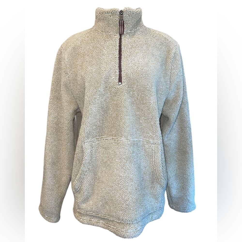 Telluride Clothing Co. Men's Sweater Size S Tan 1/4 Zip Front Pockets Fleece
